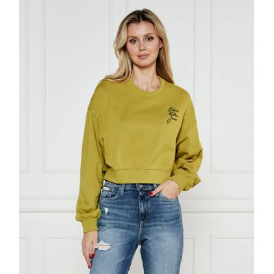 Calvin Klein Jeans Bluza Cropped Fit limonkowy L Calvin Klein Jeans Bluza Cropped Fit limonkowy L
