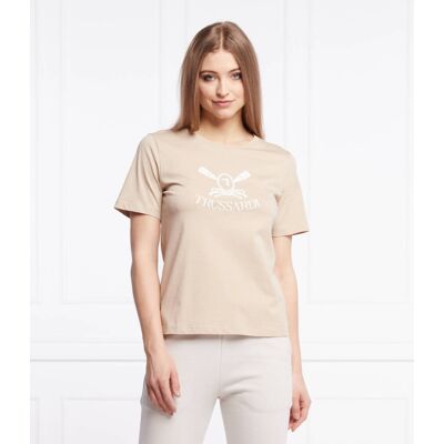 Trussardi T-shirt Regular Fit beżowy XS Trussardi T-shirt Regular Fit beżowy XS