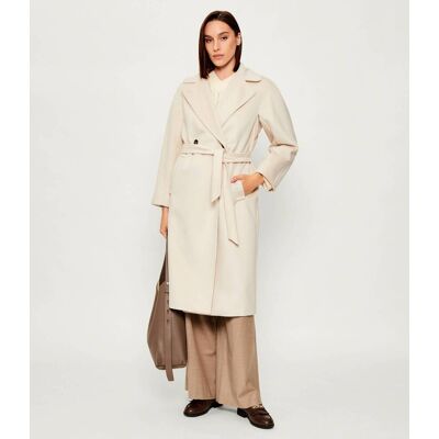 Weekend MaxMara Wełniany płaszcz RESINA ecru 40 Weekend MaxMara Wełniany płaszcz RESINA ecru 40