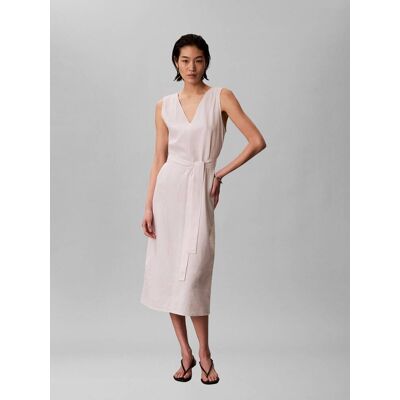 Calvin Klein Lniana sukienka piaskowy S Calvin Klein Lniana sukienka piaskowy S