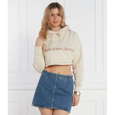 Calvin Klein Jeans Bluza Cropped Fit beżowy M Calvin Klein Jeans Bluza Cropped Fit beżowy M