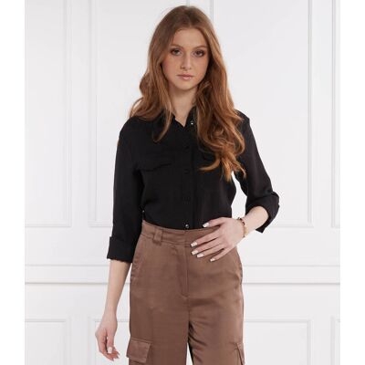 Marella Lniana koszula ALCIDE Regular Fit czarny 34 Marella Lniana koszula ALCIDE Regular Fit czarny 34
