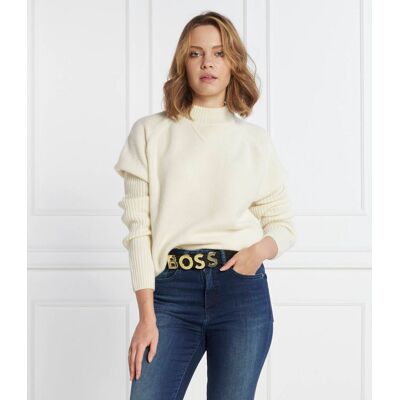 Boss BLACK Wełniany sweter Foltin Regular Fit ecru L Boss BLACK Wełniany sweter Foltin Regular Fit ecru L