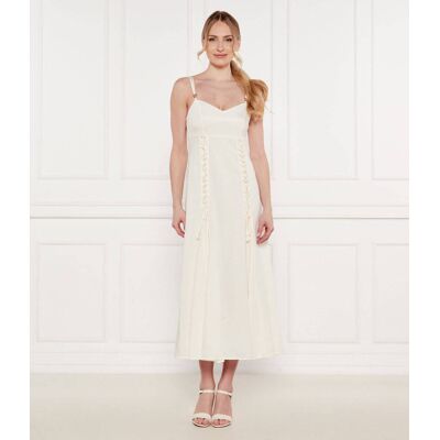 TWINSET Sukienka z dodatkiem lnu ecru 40 TWINSET Sukienka z dodatkiem lnu ecru 40