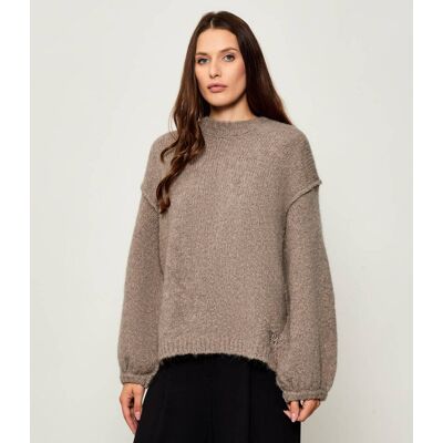 HUGO Wełniany sweter Sagarro Oversize fit beżowy L HUGO Wełniany sweter Sagarro Oversize fit beżowy L