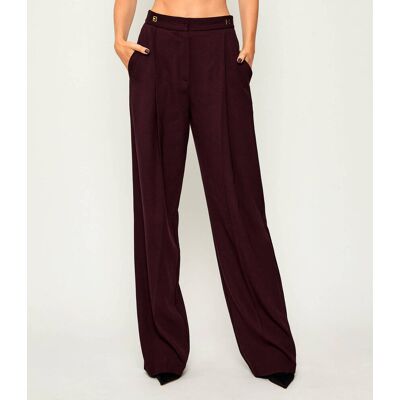 Elisabetta Franchi Spodnie Relaxed fit z dodatkiem wełny bordowy 34 Elisabetta Franchi Spodnie Relaxed fit z dodatkiem wełny bordowy 34