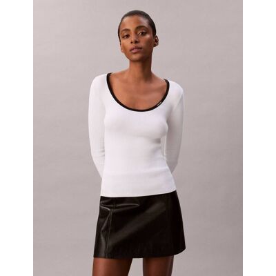 Calvin Klein Jeans Sweter Slim Fit biały XXS Calvin Klein Jeans Sweter Slim Fit biały XXS