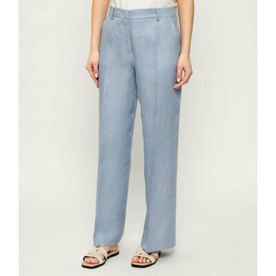 Weekend MaxMara Lniane spodnie WKDMALIZIA Regular Fit błękitny 38 Weekend MaxMara Lniane spodnie WKDMALIZIA Regular Fit błękitny 38