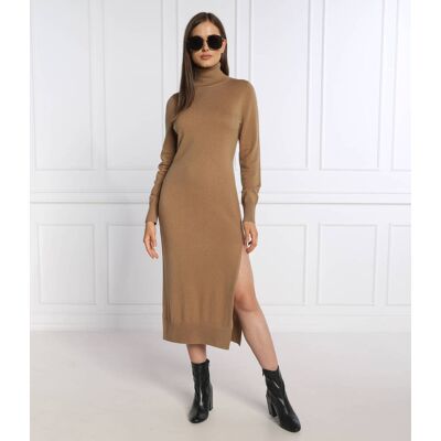Michael Kors Sukienka z dodatkiem wełny brązowy XL Michael Kors Sukienka z dodatkiem wełny brązowy XL