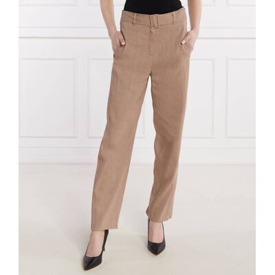 Marella SPORT Lniane spodnie ESORDIO Straight fit beżowy 38 Marella SPORT Lniane spodnie ESORDIO Straight fit beżowy 38