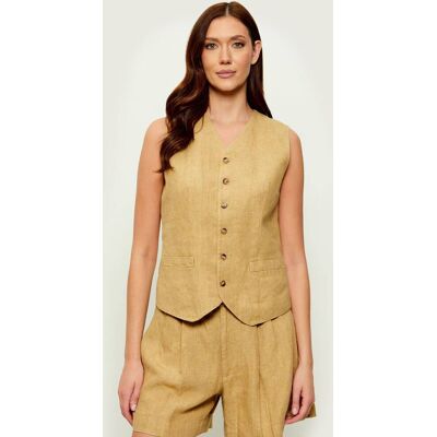 Polo Ralph Lauren Lniana kamizelka Slim Fit beżowy 38 Polo Ralph Lauren Lniana kamizelka Slim Fit beżowy 38