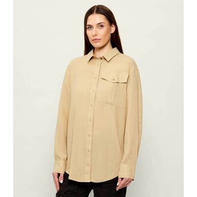 Aeronautica Militare Lniana koszula Loose fit beżowy XS Aeronautica Militare Lniana koszula Loose fit beżowy XS