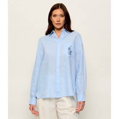 Polo Ralph Lauren Lniana koszula Pony Oversize fit błękitny L Polo Ralph Lauren Lniana koszula Pony Oversize fit błękitny L