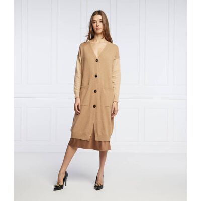 Pinko Wełniany kardigan KOREM Relaxed fit beżowy S Pinko Wełniany kardigan KOREM Relaxed fit beżowy S