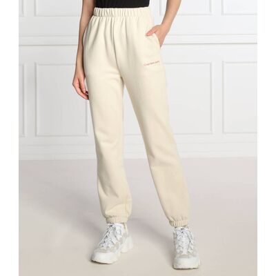Calvin Klein Jeans Spodnie dresowe Regular Fit beżowy XL Calvin Klein Jeans Spodnie dresowe Regular Fit beżowy XL