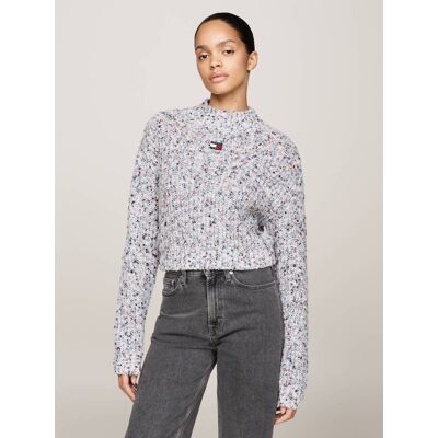 Tommy Jeans Sweter Cropped Fit z dodatkiem wełny multikolor L Tommy Jeans Sweter Cropped Fit z dodatkiem wełny multikolor L