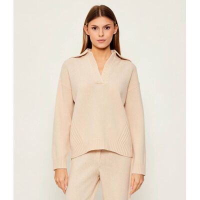 Marella SPORT Wełniany sweter DOTTO Relaxed fit beżowy XL Marella SPORT Wełniany sweter DOTTO Relaxed fit beżowy XL