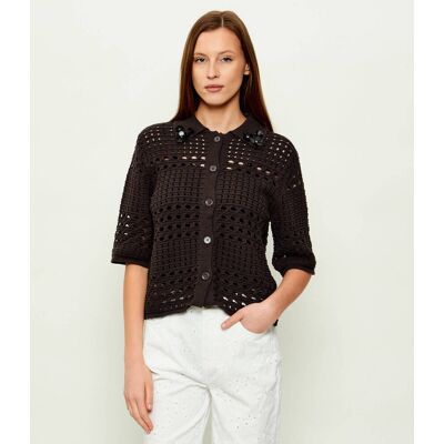 Liu Jo Kardigan Regular Fit brązowy L Liu Jo Kardigan Regular Fit brązowy L