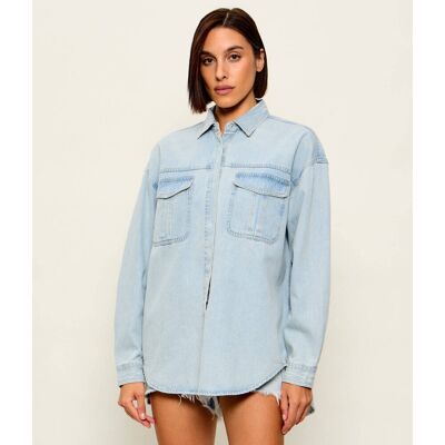One Teaspoon Jeansowa koszula DAYDREAM HEART Oversize fit błękitny L One Teaspoon Jeansowa koszula DAYDREAM HEART Oversize fit błękitny L