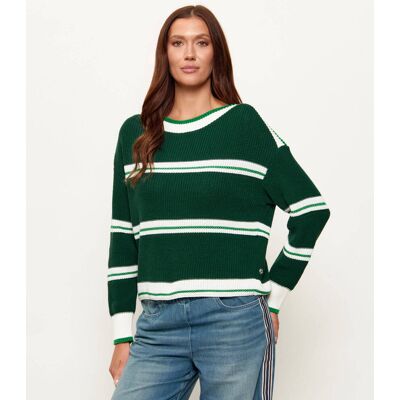 Marc Cain Sweter Loose fit butelkowa zieleń 36 Marc Cain Sweter Loose fit butelkowa zieleń 36