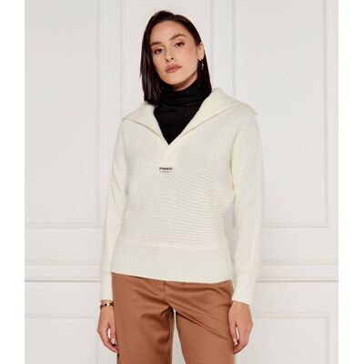 Pinko Sweter SNOWSHOE Regular Fit z dodatkiem wełny biały S Pinko Sweter SNOWSHOE Regular Fit z dodatkiem wełny biały S