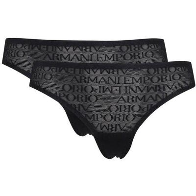 Giorgio Armani Emporio Armani Koronkowe stringi 2-pack czarny XL Giorgio Armani Emporio Armani Koronkowe stringi 2-pack czarny XL