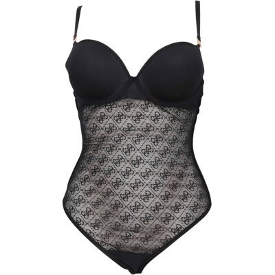 Guess Underwear Koronkowe body NORA Slim Fit czarny XS Guess Underwear Koronkowe body NORA Slim Fit czarny XS