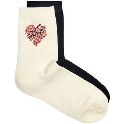 Karl Lagerfeld Skarpety 2-pack K/Heart kremowy OS Karl Lagerfeld Skarpety 2-pack K/Heart kremowy OS
