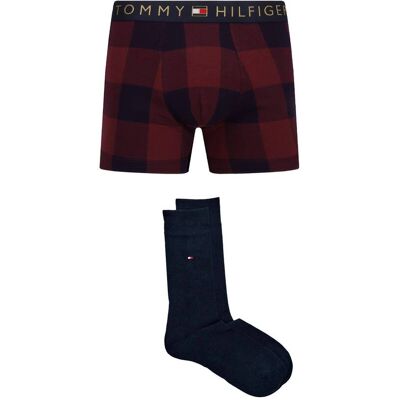 Tommy Hilfiger Bokserki + skarpety bordowy S Tommy Hilfiger Bokserki + skarpety bordowy S