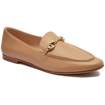 TWINSET Skórzane loafersy camel 39 TWINSET Skórzane loafersy camel 39