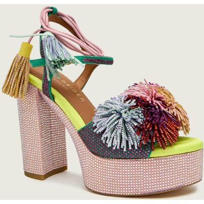 Kurt Geiger Sandały na słupku Pom Pom multikolor 38 Kurt Geiger Sandały na słupku Pom Pom multikolor 38