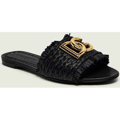 Dolce & Gabbana Klapki CIABATTA z dodatkiem skóry czarny 38 Dolce & Gabbana Klapki CIABATTA z dodatkiem skóry czarny 38