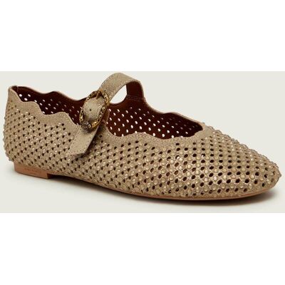Kurt Geiger Baleriny Wavy Mayfair Mary Jane zamsz złoty 38 Kurt Geiger Baleriny Wavy Mayfair Mary Jane zamsz złoty 38
