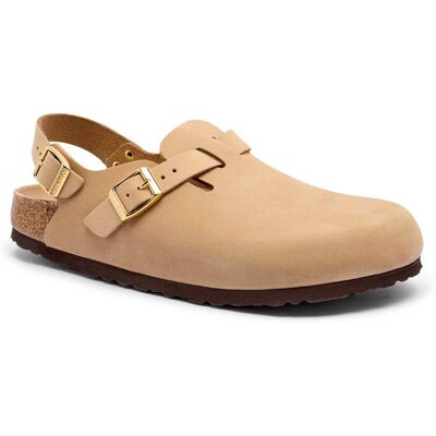 Birkenstock Skórzane mule Tokio narrow fit beżowy 36 Birkenstock Skórzane mule Tokio narrow fit beżowy 36