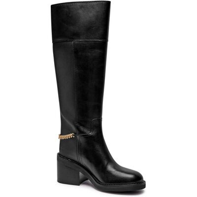 Michael Kors Skórzane kozaki na słupku CARLISLE czarny 37 Michael Kors Skórzane kozaki na słupku CARLISLE czarny 37