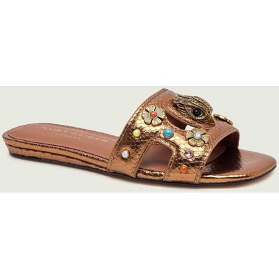 Kurt Geiger Skórzane klapki EAGLE złoty 37 Kurt Geiger Skórzane klapki EAGLE złoty 37