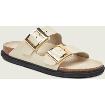 Birkenstock Skórzane klapki Arizona DB narrow fit ecru 39 Birkenstock Skórzane klapki Arizona DB narrow fit ecru 39