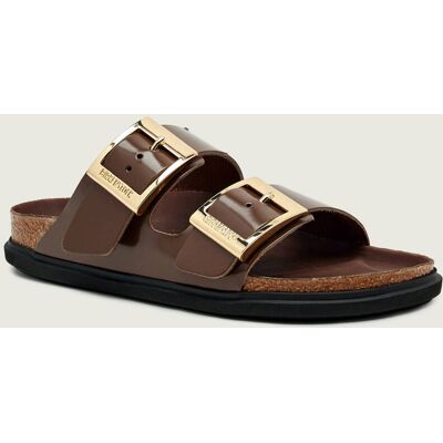 Birkenstock Skórzane klapki Arizona Droplet Buckle Cupsole narrow fit brązowy 40 Birkenstock Skórzane klapki Arizona Droplet Buckle Cupsole narrow fit brązowy 40