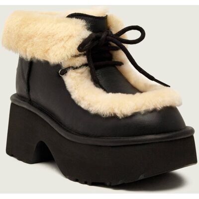 UGG Skórzane botki na platformie W ESMEE shearling z dodatkiem wełny czarny 39 UGG Skórzane botki na platformie W ESMEE shearling z dodatkiem wełny czarny 39