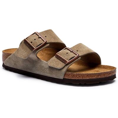 Birkenstock Klapki Arizona narrow fit zamsz szary 36 Birkenstock Klapki Arizona narrow fit zamsz szary 36