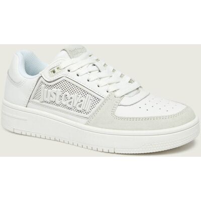 Just Cavalli Skórzane sneakersy Azula zamsz biały 39 Just Cavalli Skórzane sneakersy Azula zamsz biały 39