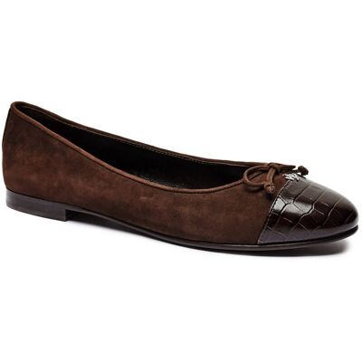 TORY BURCH Baleriny CAP-TOE zamsz brązowy 37 TORY BURCH Baleriny CAP-TOE zamsz brązowy 37