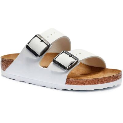 Birkenstock Skórzane klapki Arizona narrow fit biały 41 Birkenstock Skórzane klapki Arizona narrow fit biały 41