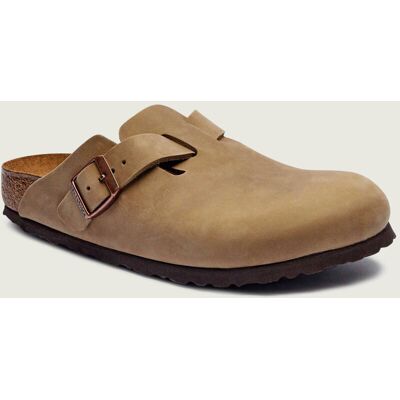 Birkenstock Skórzane mule Boston narrow fit brązowy 40 Birkenstock Skórzane mule Boston narrow fit brązowy 40