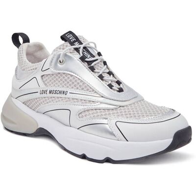 Love Moschino Sneakersy z dodatkiem skóry srebrny 38 Love Moschino Sneakersy z dodatkiem skóry srebrny 38