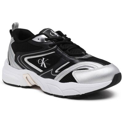 Calvin Klein Jeans Sneakersy RETRO TENNIS z dodatkiem skóry czarny 40 Calvin Klein Jeans Sneakersy RETRO TENNIS z dodatkiem skóry czarny 40