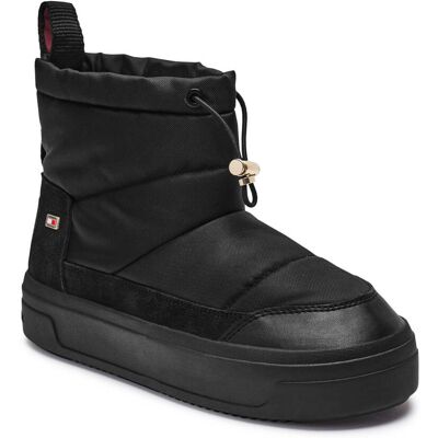 Tommy Hilfiger Śniegowce Flag Nylon Mini Snowboot z dodatkiem skóry czarny 36 Tommy Hilfiger Śniegowce Flag Nylon Mini Snowboot z dodatkiem skóry czarny 36
