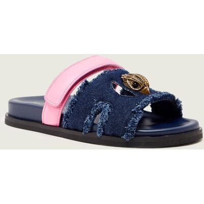 Kurt Geiger Jeansowe klapki EAGLE z dodatkiem skóry granatowy 36 Kurt Geiger Jeansowe klapki EAGLE z dodatkiem skóry granatowy 36