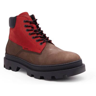 HUGO Buty wysokie Graham z dodatkiem skóry brązowy 40 HUGO Buty wysokie Graham z dodatkiem skóry brązowy 40