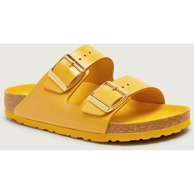 Birkenstock Skórzane klapki Arizona LENA narrow fit musztardowy 41 Birkenstock Skórzane klapki Arizona LENA narrow fit musztardowy 41